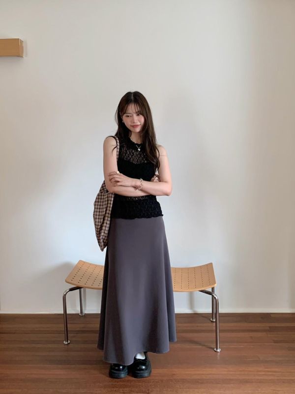 日常的高級感 垂墜長裙 顯瘦長裙（2色） 