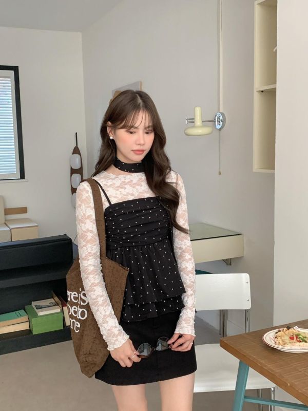 心動點點繞脖背心 韓系甜辣背心（2色） 