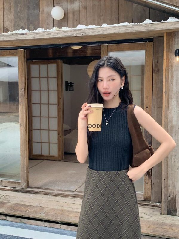 秋日極簡羊絨背心 半高領坑條無袖針織上衣 韓系修身疊穿背心(5色） 