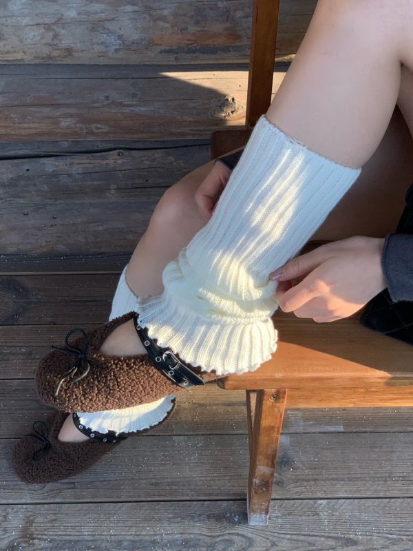 霧感層次 日系針織襪套 顯腿細神器疊穿必備 秋冬保暖不悶百搭襪套（5色） 