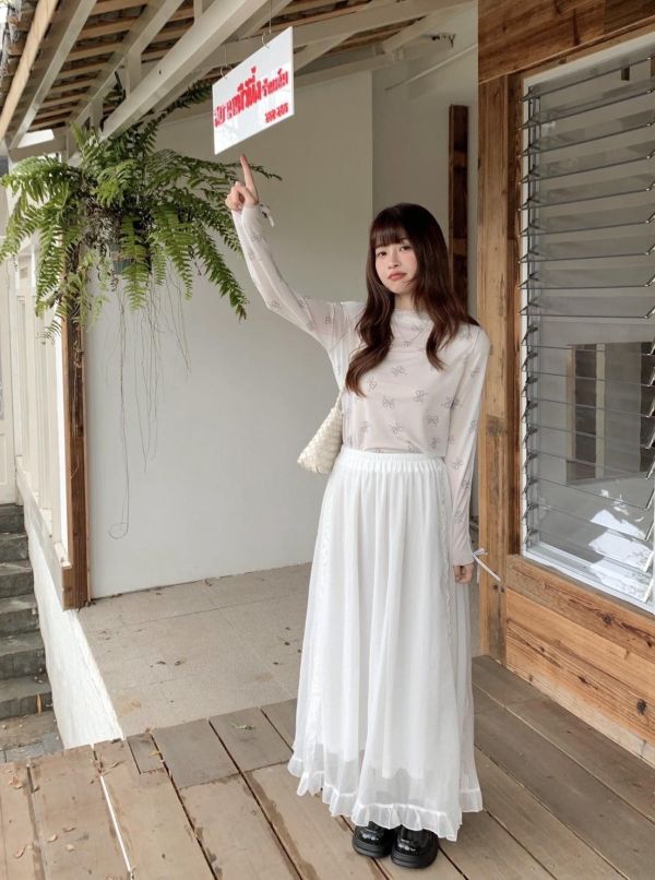 輕霧漫步 荷葉裙 韓系飄逸顯瘦長裙 百搭氣質半身裙（3色） 