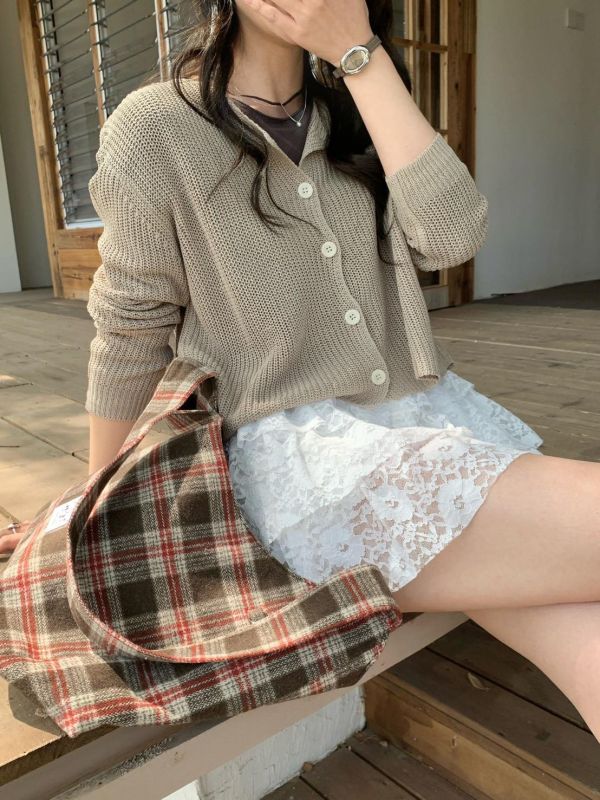 普羅旺斯 花霧針織 開襟長袖針織上衣（4色） 