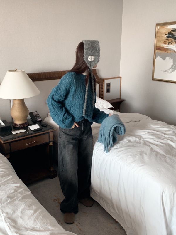 自訂款 奶油編織 立體麻花厚針織上衣 顯瘦寬鬆款（3色） 