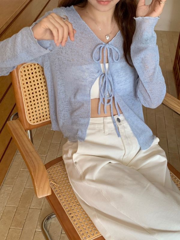 山系少女必備 兩面穿綁帶罩衫 