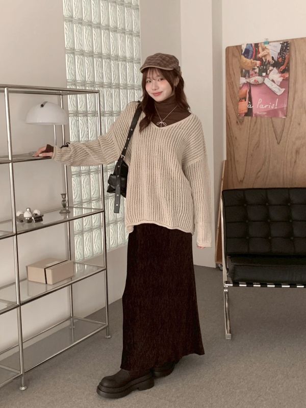 霧光裡的溫柔身影 亮絲壓紋魚尾長裙 修身顯瘦 垂墜感滿分 （3色） 