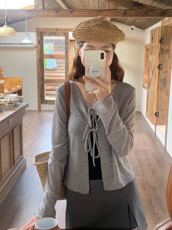 山系少女必備 兩面穿綁帶罩衫 