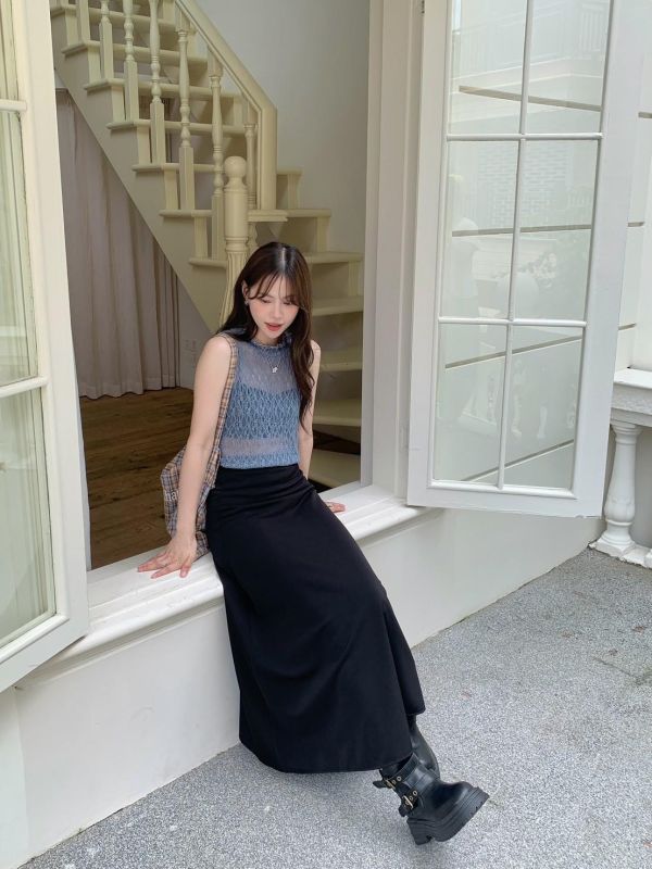 日常的高級感 垂墜長裙 顯瘦長裙（2色） 