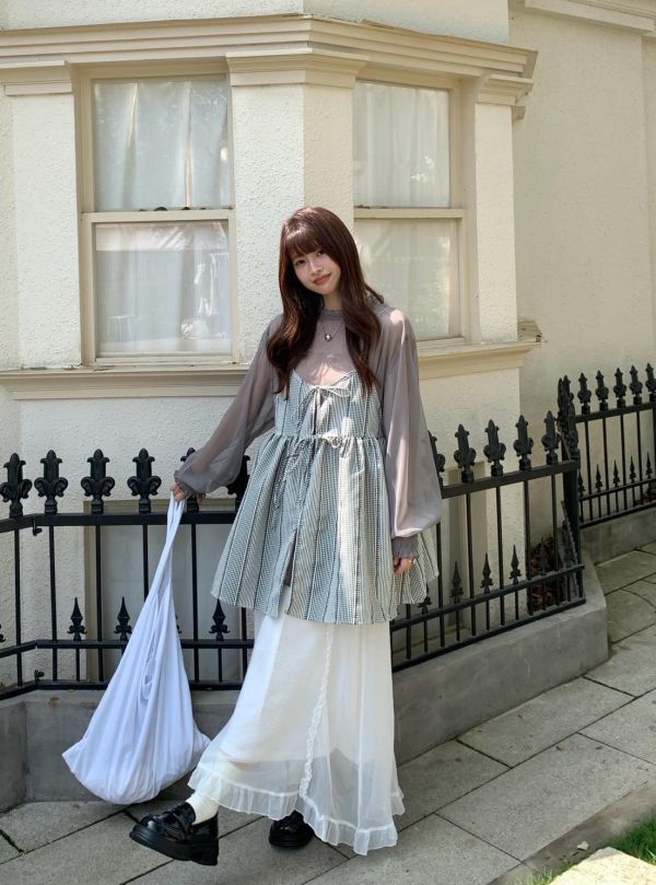 早安夏日 格紋細肩背心 格紋細肩背心 韓系吊帶背心 女生背心 夏天上衣 清新少女穿搭（3色） 