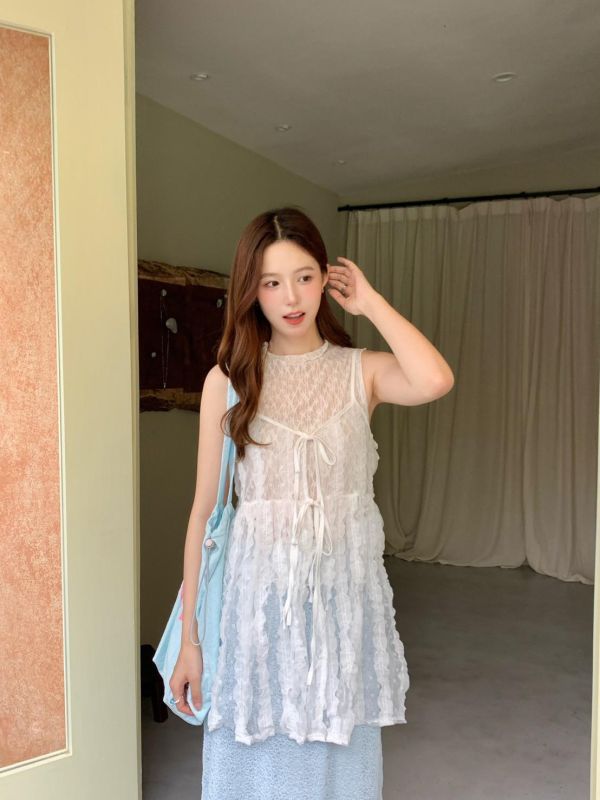 月光玫瑰背心 法式荷葉蕾絲背心 歐式婚禮穿搭（4色） 