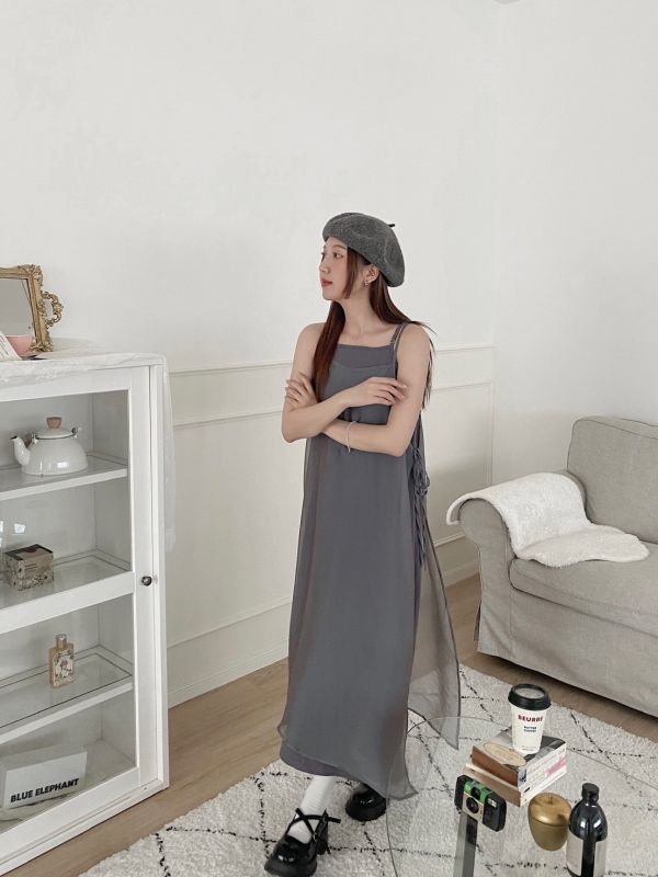仙女的微光澤感兩件式長洋裝﻿ 