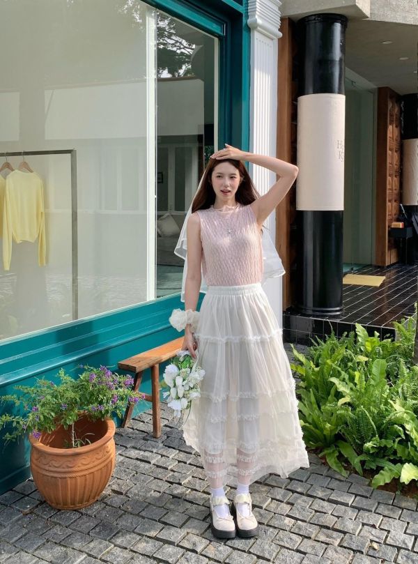 白露玫瑰背心 法式透膚上衣 氣質婚禮穿搭(3色） 