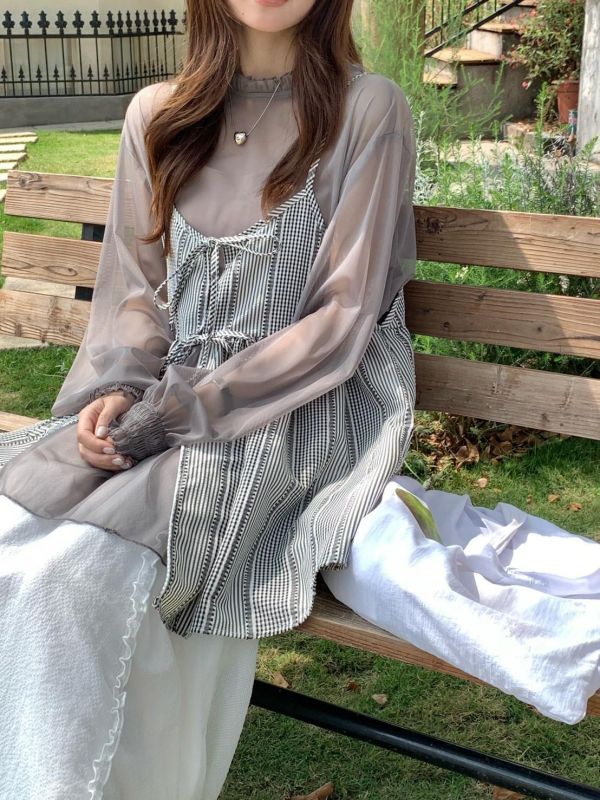 早安夏日 格紋細肩背心 格紋細肩背心 韓系吊帶背心 女生背心 夏天上衣 清新少女穿搭（3色） 