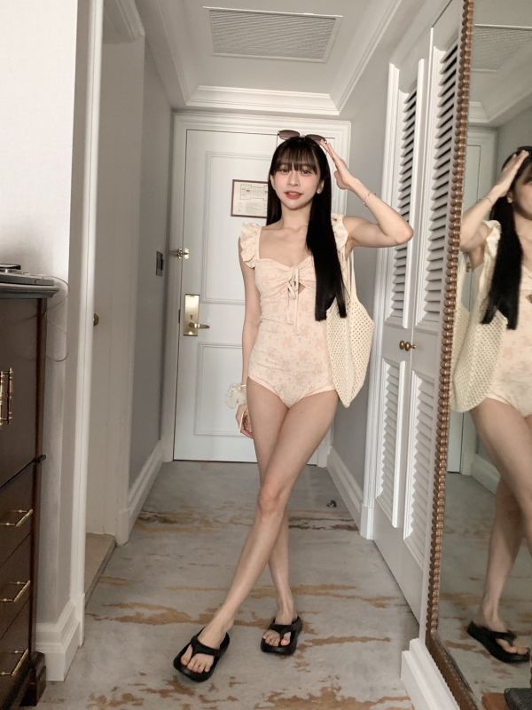 高級感蕾絲 日系連身泳裝 