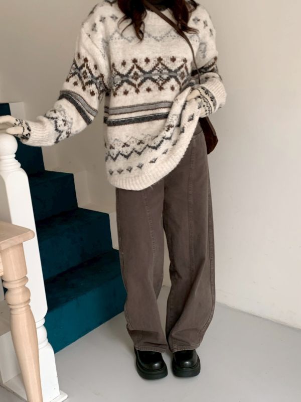 甜栗線條 顯瘦彎刀褲 高腰修身 秋冬百搭長褲（3色） 