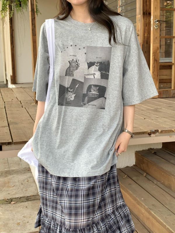 午後貓咪印花T（4色） 