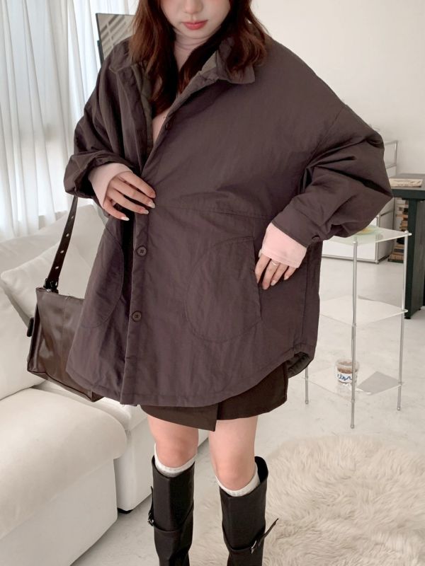 自訂款 極簡系女孩必備外套 立領壓褶棉面 寬鬆防風版型（3色） 