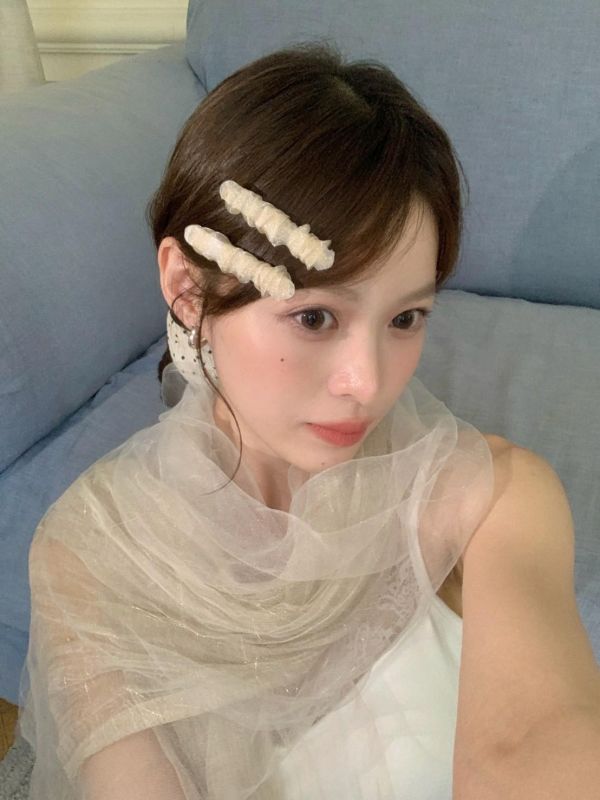 初戀紗感髮夾 皺皺雪紡髮夾 韓系仙女感氣質髮夾（2入） 