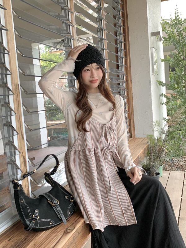 早安夏日 格紋細肩背心 格紋細肩背心 韓系吊帶背心 女生背心 夏天上衣 清新少女穿搭（3色） 