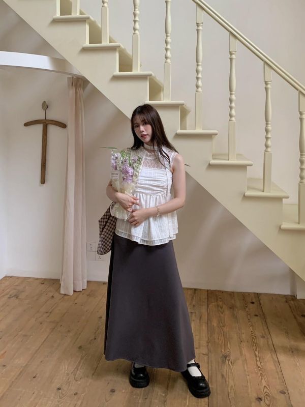 日常的高級感 垂墜長裙 顯瘦長裙（2色） 