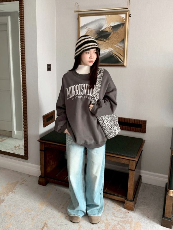 藍調時光 貓抓紋 復古刷色寬褲顯腿長版 百搭不挑人牛仔褲 