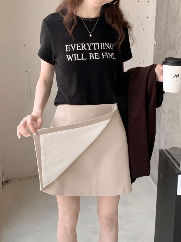 日常百搭計畫 微高腰顯瘦西裝A字短裙 必備下半身百搭款 