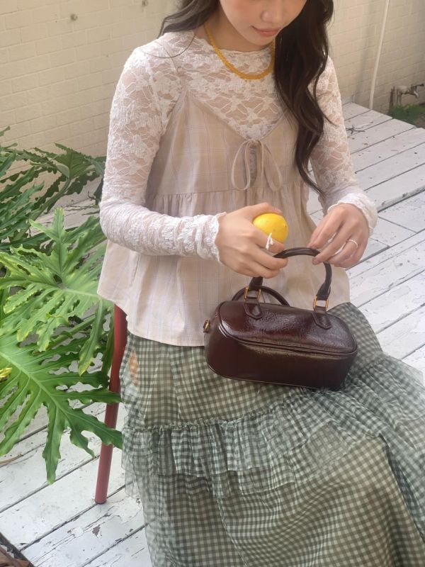 奶霧初戀 格紋細肩小背心 韓系小可愛上衣 顯瘦小隻女孩必收 