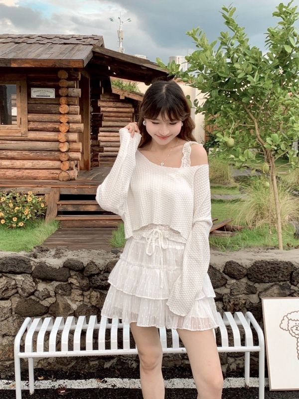輕甜蜜糖 提花甜美蛋糕裙 