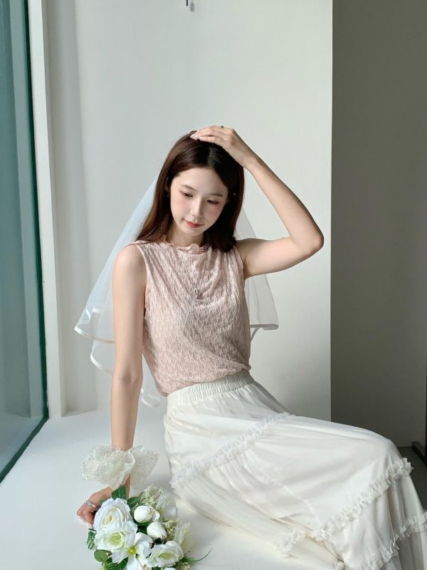 白露玫瑰背心 法式透膚上衣 氣質婚禮穿搭(3色） 