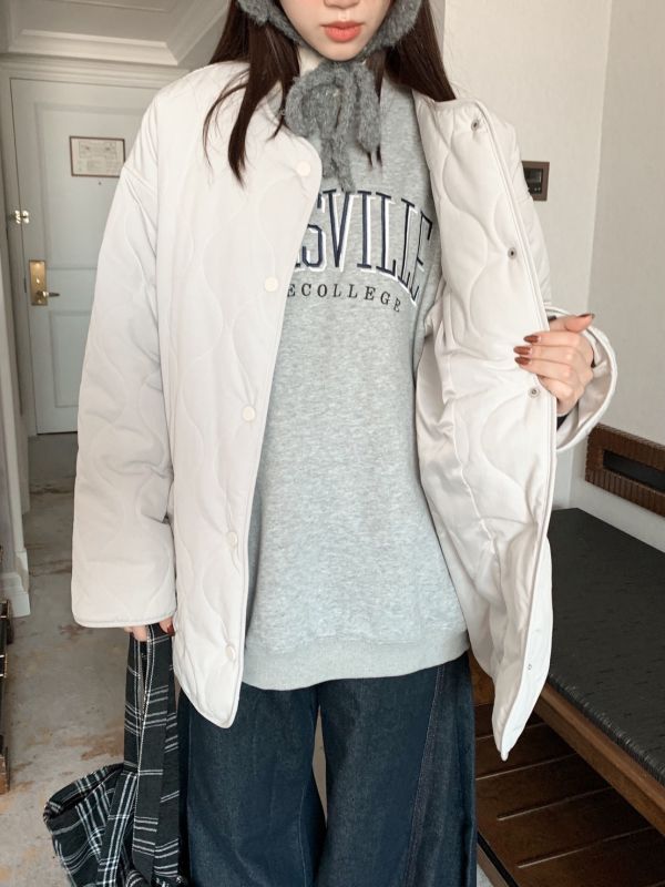 初醒清晨 奶霧感 日系菱格鋪棉外套 輕暖不臃腫（4色） 