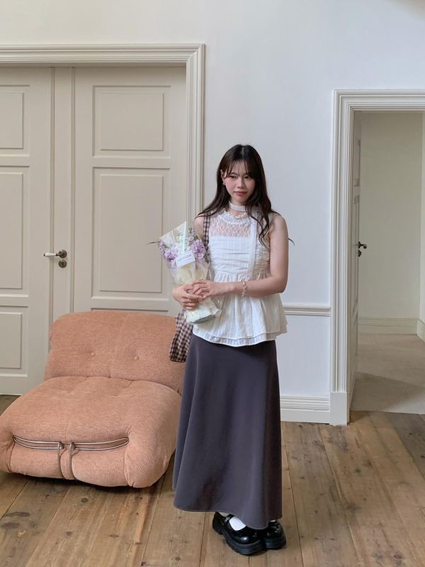 鈴蘭微光 綁帶細肩背心 收腰顯瘦 輕甜傘擺背心（2色） 