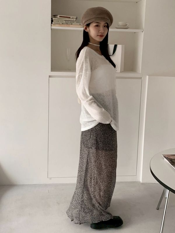 自訂款 豹紋也能很溫柔 氣質豹紋裙（半透明） 