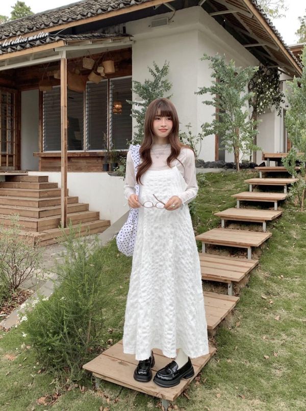 南法微風 吊帶洋裝 韓系細肩帶長洋裝 春日氣質洋裝(2色） 