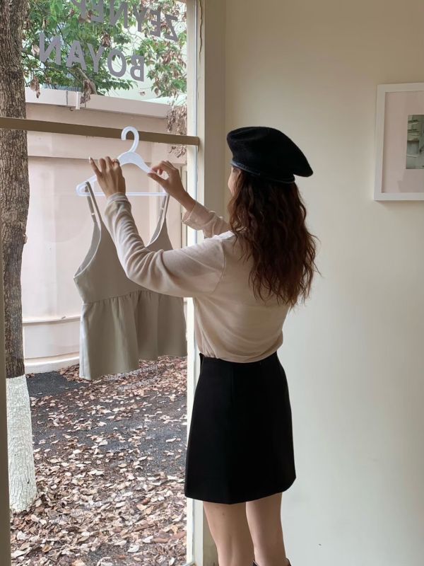 日常百搭計畫 微高腰顯瘦西裝A字短裙 必備下半身百搭款 