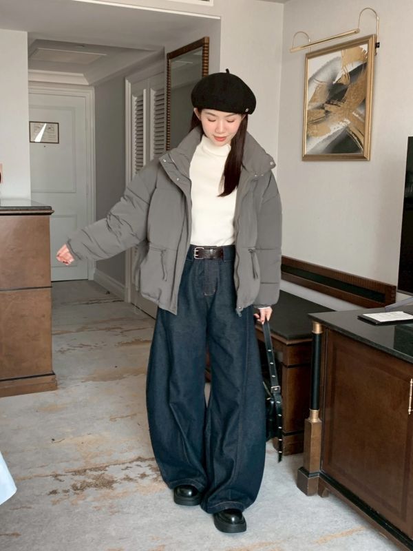 城市深藍 復古大寬褲 走路自帶帥氣風（S-2XL) 