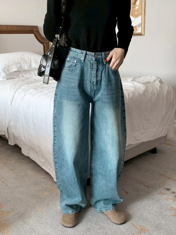 月光魅影 復古刷色 繭型牛仔褲 腿型隱形×氣質延伸感 