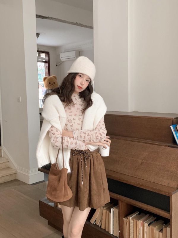 穗花公主 韓系碎花網紗上衣 溫柔奶霧小花 單穿疊穿都美 顯瘦不刺癢（四色） 