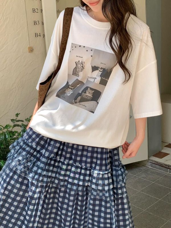 午後貓咪印花T（4色） 