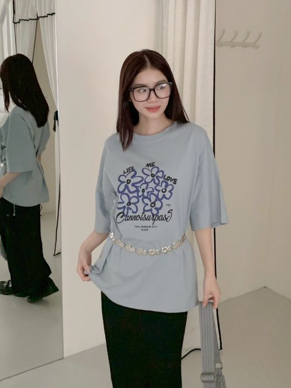 手繪插畫感 花花大T(男女可穿） 