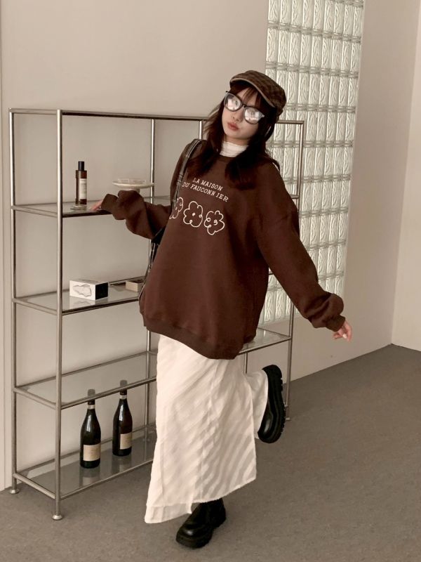 輕鬆優雅 毛絨感光澤直筒半裙 開衩設計長裙（3色） 