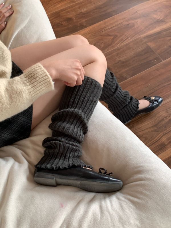霧感層次 日系針織襪套 顯腿細神器疊穿必備 秋冬保暖不悶百搭襪套（5色） 