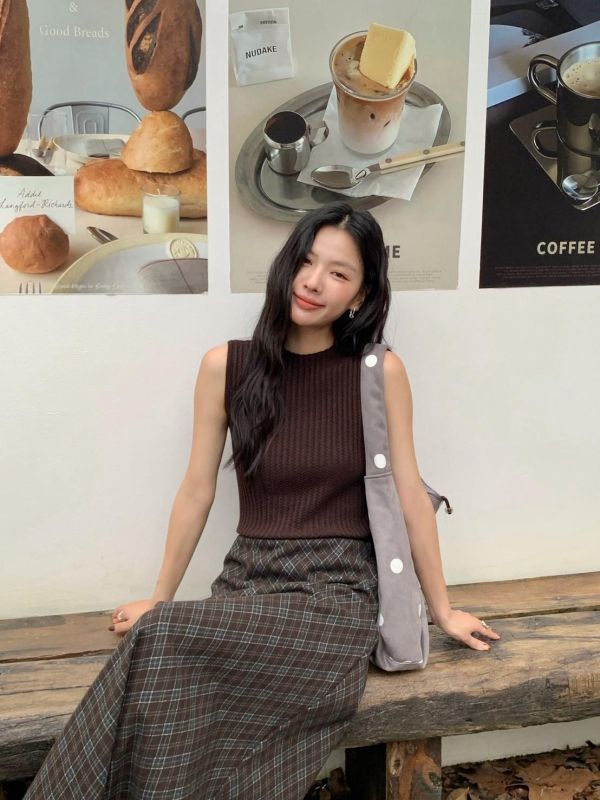 秋日極簡羊絨背心 半高領坑條無袖針織上衣 韓系修身疊穿背心(5色） 