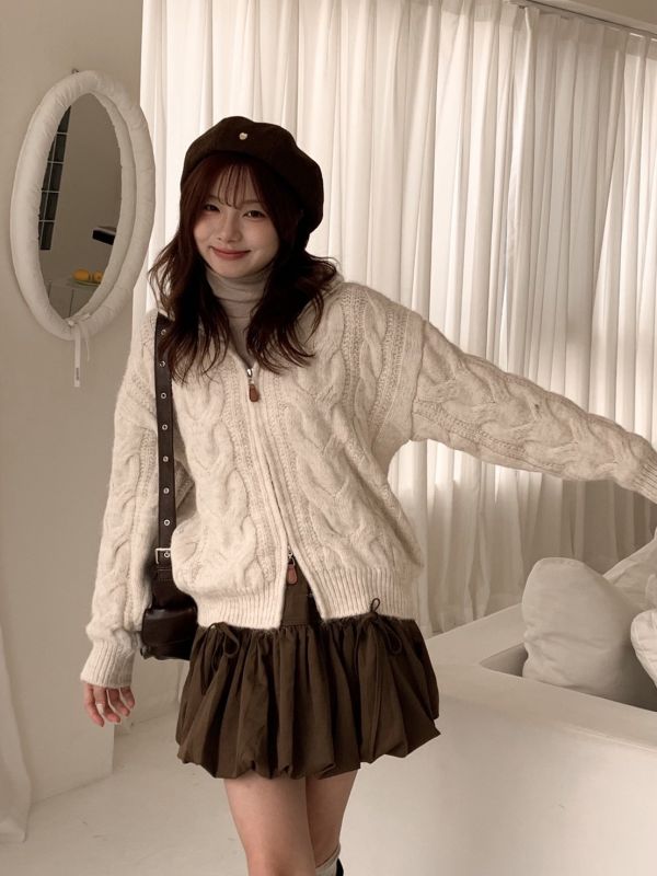 溫暖信號 麻花拉鍊針織外套 保暖不刺膚 （2色） 