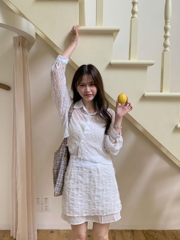 把春天穿在身上 雙層設計鬆緊腰短裙 高腰顯瘦 溫柔感短裙（2色） 