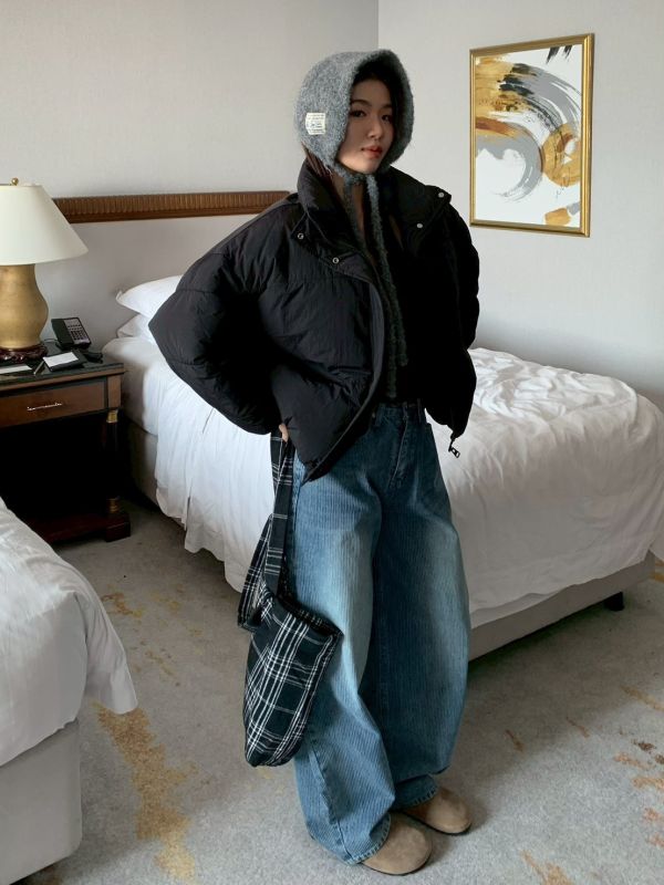 軟萌暖泡泡 石墨稀短版羽絨感外套 