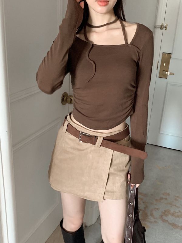 曲線女王 抓皺小心機長袖上衣 修身顯瘦版（5色） 