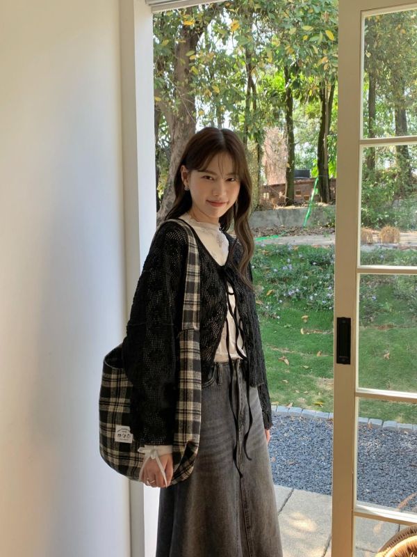 香榭花園針織 韓系綁帶短版針織上衣 慵懶薄針織罩衫（3色） 