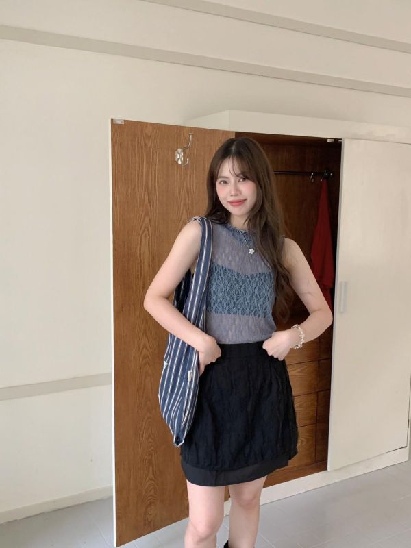 把春天穿在身上 雙層設計鬆緊腰短裙 高腰顯瘦 溫柔感短裙（2色） 