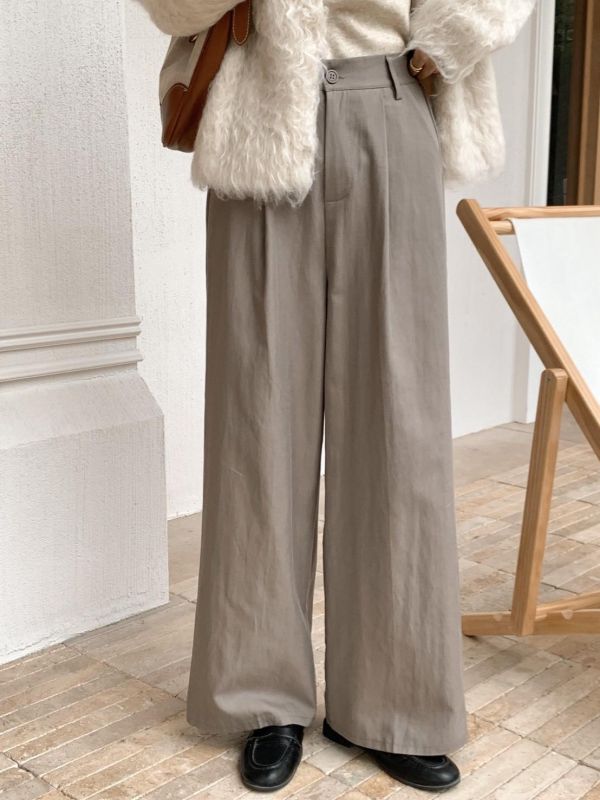 紳士起源 韓系洗水麻棉寬褲 垂墜顯瘦直筒 高腰修身 涼感不悶 通勤日常必收（5色） 