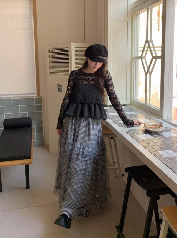 晚風花紋細肩背心 韓系短版顯瘦 小性感荷葉上衣 春夏百搭背心（3色） 