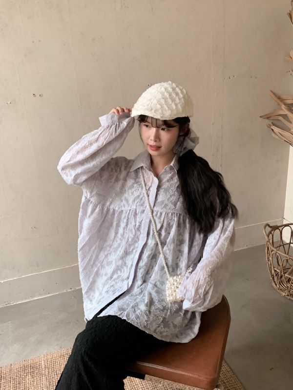 秋日楓葉唯美透膚襯衫 (3色) 婚禮穿搭必備 